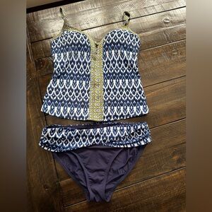 Bleu Rod Beattie Navy and Yellow Bikini Set